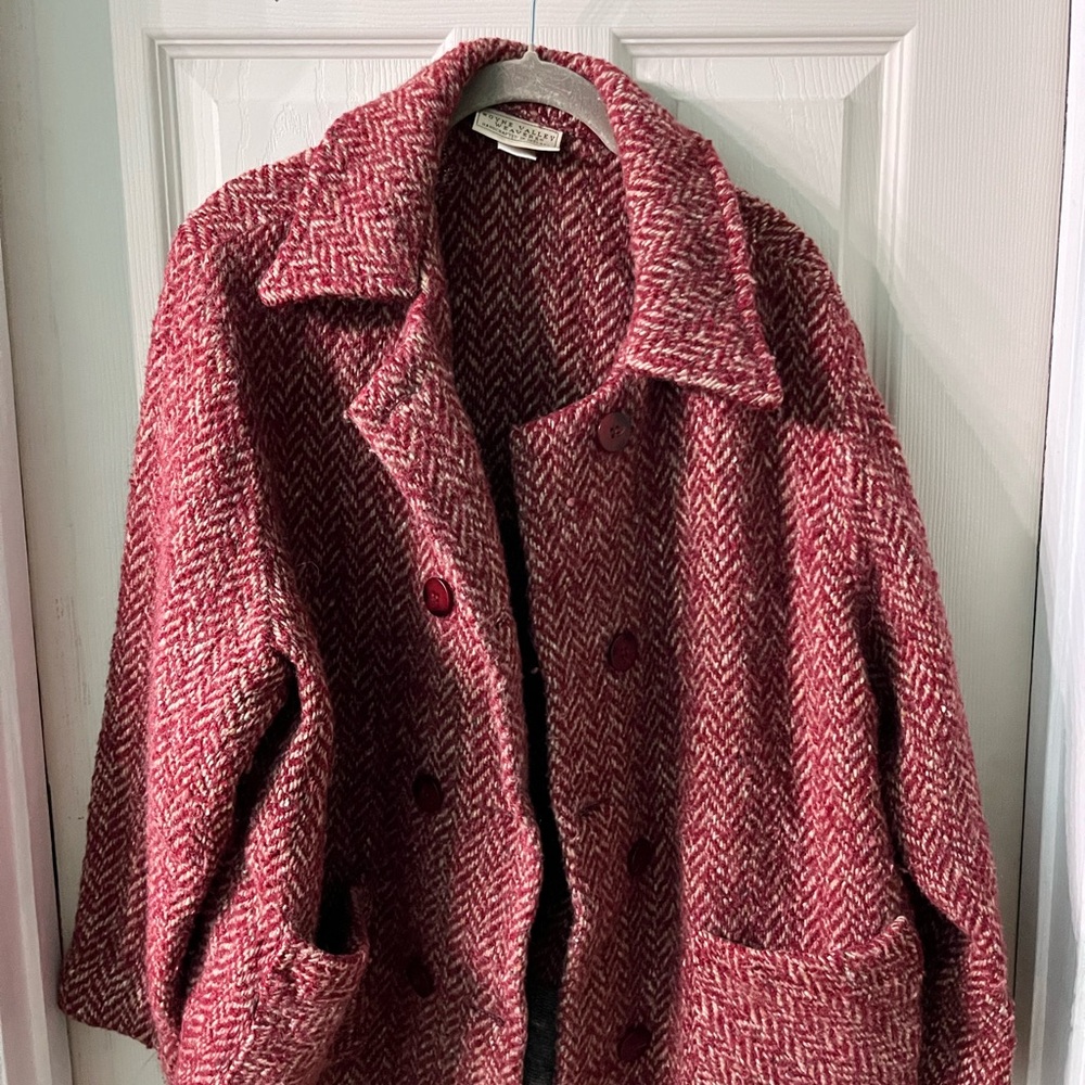 Red Herringbone Double-Breasted Pea Coat by Red Herring